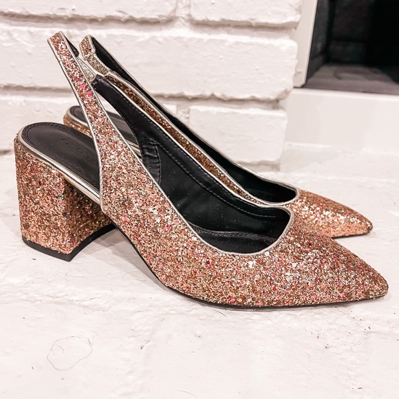 ASOS Shoes - ASOS pink glitter sling back pumps